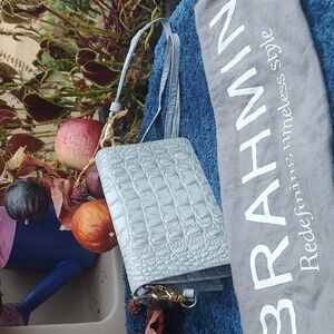 Brahmin Sky Blue Crocodile EmbossedClutch